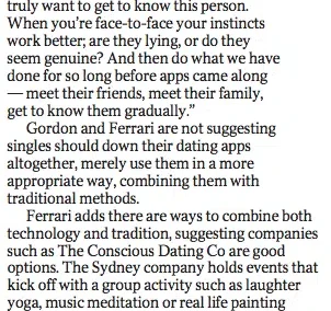 Finding Love In All The Right Places – The Daily Telegraph